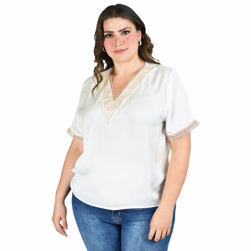 Blusa Casual Para Dama Roman Fashion Blanco 9 La Marina