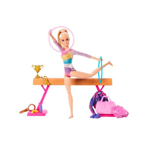 Muñeca gimnasta cabello rubio Barbie multicolor hrg52