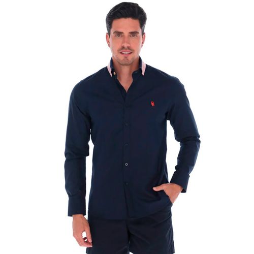 Camisa Casual Para Caballero Porto Blanco Azul E-2289