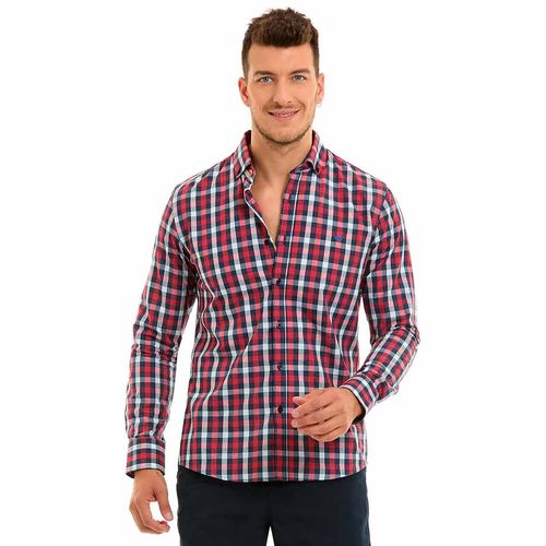 Camisa Casual Para Caballero Porto Blanco Rojo C-2306