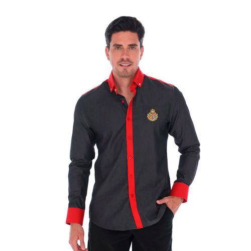 Camisa Casual Para Caballero Porto Blanco Negro E-2292