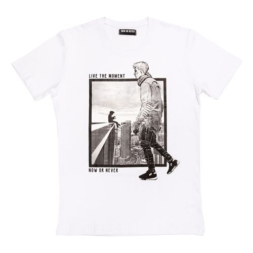 Playera Casual Para Caballero Now Or Never Blanco 311525-002