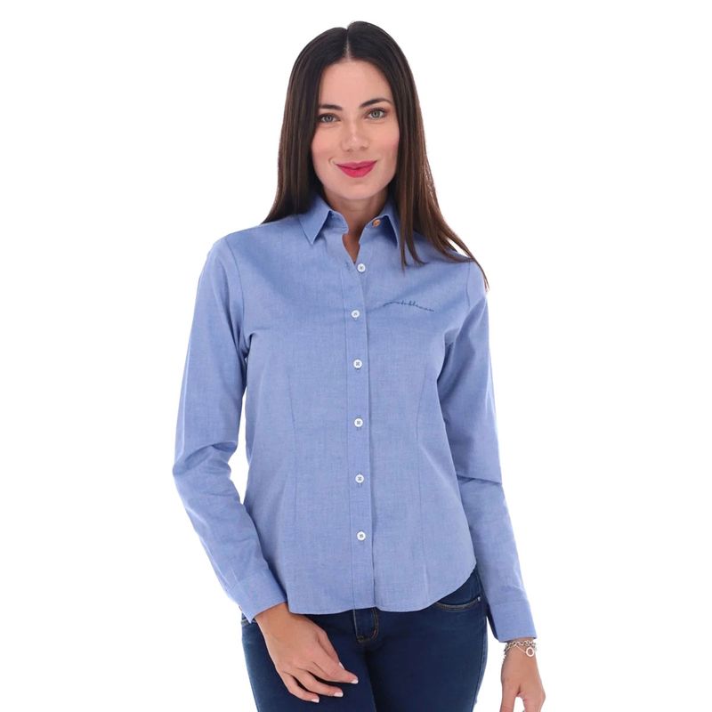 Blusa Camisera Para Dama Porto Blanco Azul D 2192 La Marina