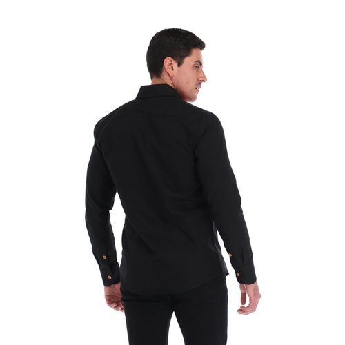 Camisa Casual Para Caballero Porto Blanco Negro E2184