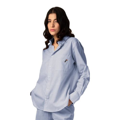 Blusa Camisera Para Dama Tucane Azul SET LINEN SHIRT