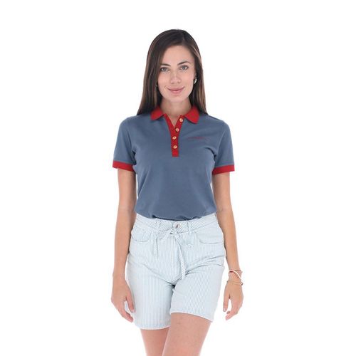 Playera Tipo Polo Para Dama Porto Blanco Gris DP-2331