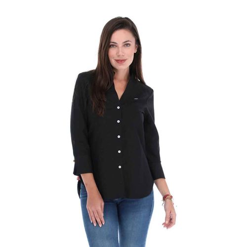 Blusa Camisera Para Dama Porto Blanco Negro DBASIC-13