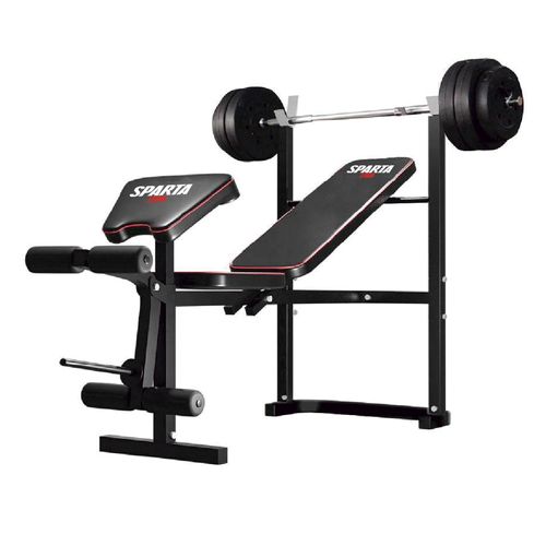 Banco multifuncional Sparta con barra y discos 55kg workoutb55kg (121,22lbs)