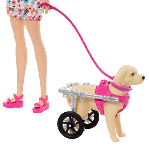 Muñeca Paseo Con Perrito En Silla De Ruedas Barbie Multicolor HTK37