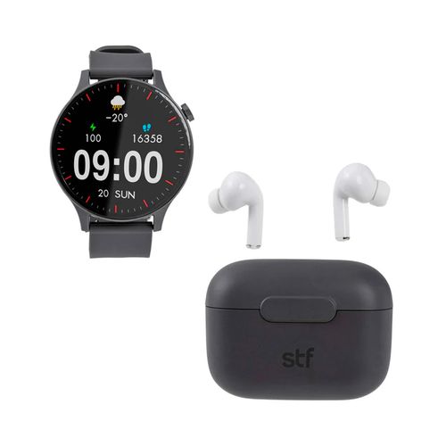 Kit De Smartwatch Y Audífonos Inalámbricos Stuffactory Negro ST-W62275