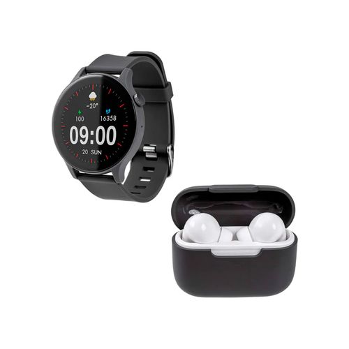 Kit De Smartwatch Y Audífonos Inalámbricos Stuffactory Negro ST-W62275