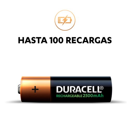 Pila Recargable AA 2500 Mah Duracell Negro AZ000DDI13