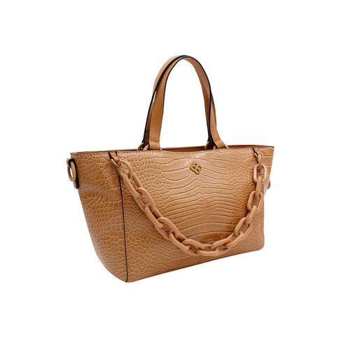 Bolso Satchel Para Dama Jaime Ibiza  Croco Miel JI 2494