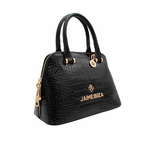 Bolso Satchel Para Dama Jaime Ibiza  Croco Negro JI 2501