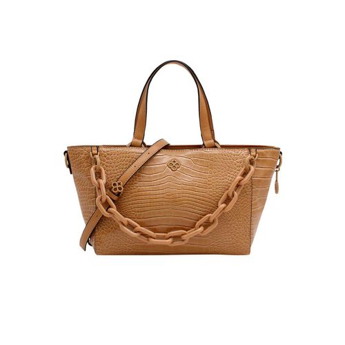 Bolso Satchel Para Dama Jaime Ibiza  Croco Miel JI 2494