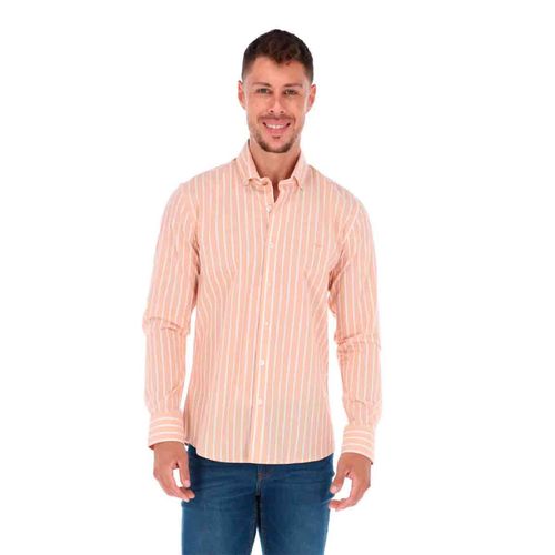 Camisa Casual Para Caballero Porto Blanco Naranja C-2111