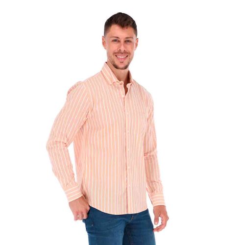 Camisa Casual Para Caballero Porto Blanco Naranja C-2111