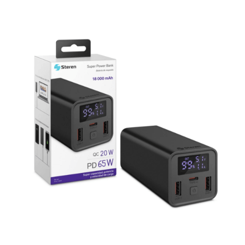 Power bank de 18,000 mah Steren negro pb-065