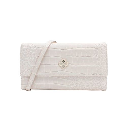 Cartera mediana crossbody para dama Jaime Ibiza croco blanco ji 532