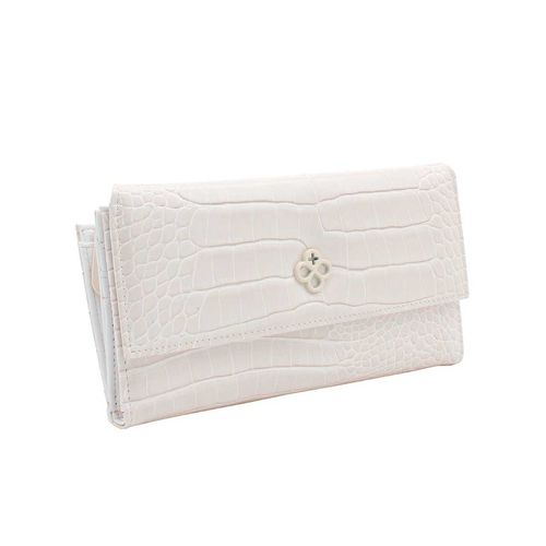 Cartera mediana crossbody para dama Jaime Ibiza croco blanco ji 532
