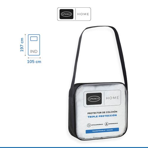 Protector y cubre colchón América home individual triple protección impermeable y transpirable