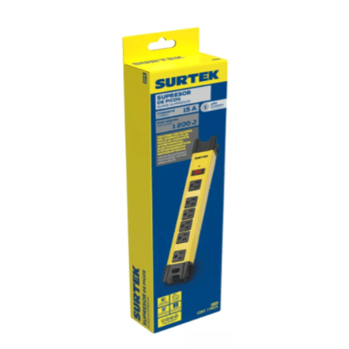 Supresor de picos 6 entradas Surtek amarillo sp6