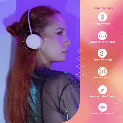 Audífonos Binden Bluetooth Tecnología BNC Beyound SunnySet Rosa