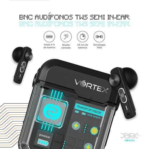 Audífonos Gamer Binden Semi in Ear Dark Vórtex Negro