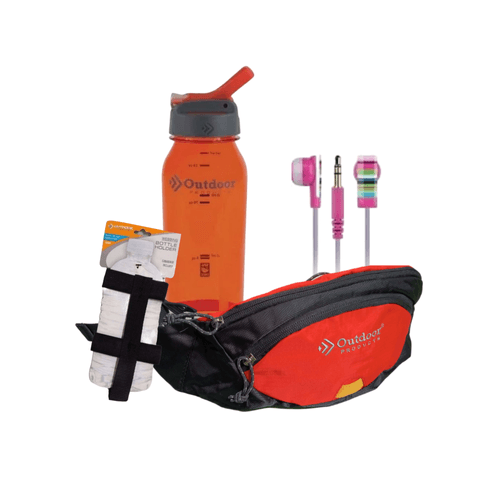 Set con Cangurera y Botella de Agua con Correa de Transporte mod. WALK2 Naranja