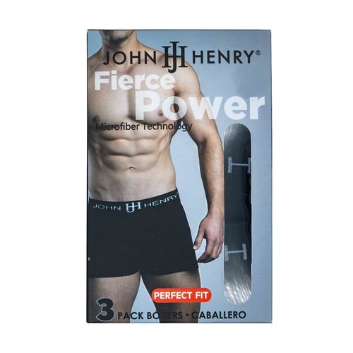 Bóxer Corto Para Caballero 3Pzas John Henry Negro 3PACKBOXERLISO