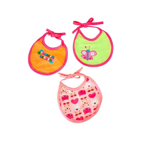 Set De 3 Baberos Para Bebé Basic Baby Rosa 050-1369