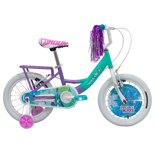 Bicicleta Infantil Veloci R16 Acero1V Turqueza Heart Beat