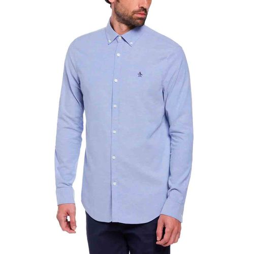 Camisa casual para caballero Original Penguin azul medio opwb0035