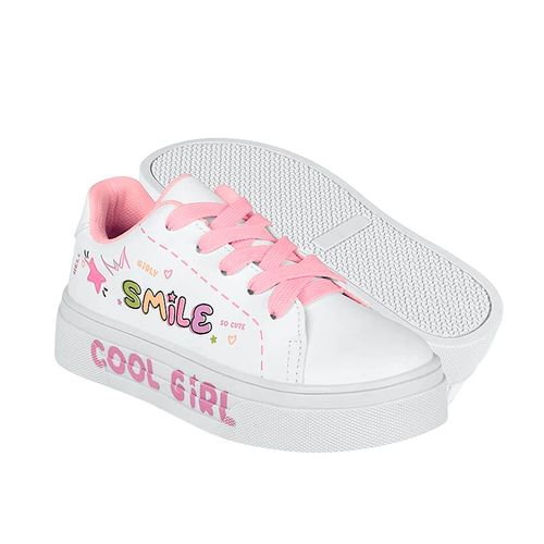 Tenis casual para niña Yuyin blanco 25160