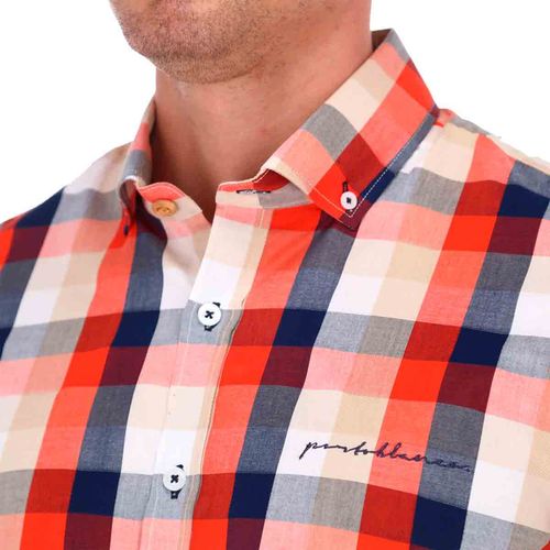 Camisa casual para caballero Porto Blanco rojo c-2376