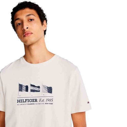 Playera casual para caballero Tommy Hilfiger blanco mw0mw37439-z00