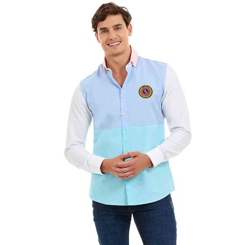 Camisa Porto Blanco azul para caballero e-2356