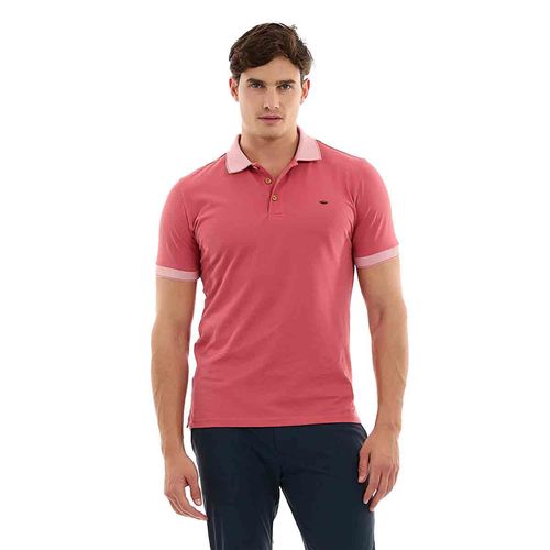 Playera tipo polo para caballero Porto Blanco rojo pl-2467
