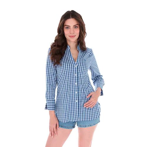 Blusa camisera casual para dama Porto Blanco azul d-2402