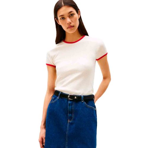 Playera casual para dama Tommy Hilfiger beige ww0ww45441