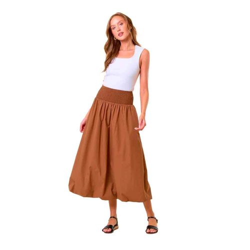 Falda casual para dama Doe & Rae café 6530s-1