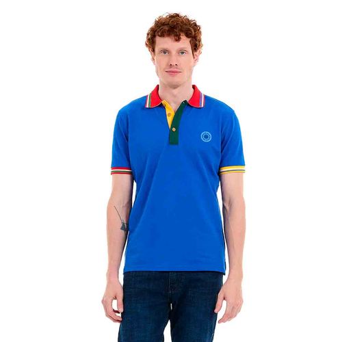 Playera tipo polo para caballero Porto Blanco azul ple-2438