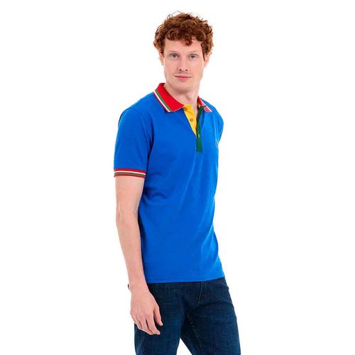Playera tipo polo para caballero Porto Blanco azul ple-2438