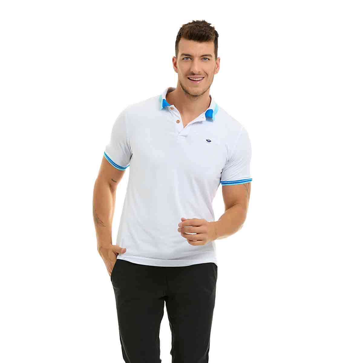 Playera tipo polo Porto Blanco blanco para caballero ple-2318 La