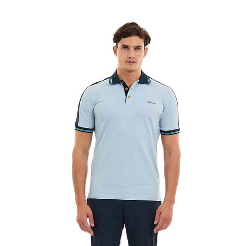 Playera tipo polo para caballero Porto Blanco azul ple-2440