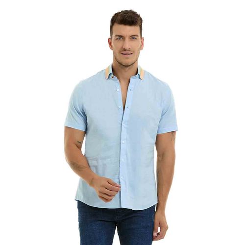 Camisa casual para caballero Porto Blanco azul mce-2304