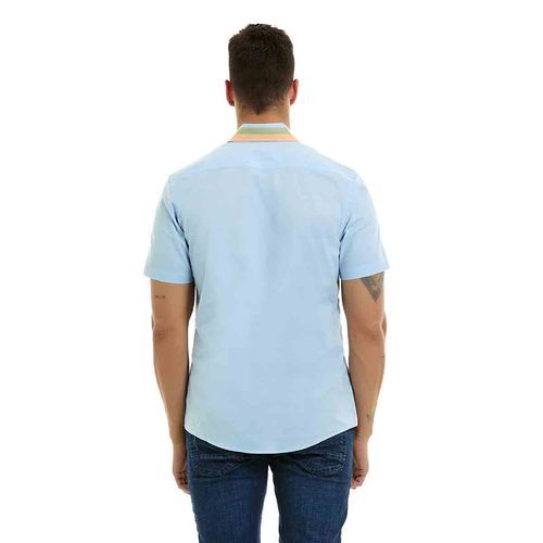 Camisa casual para caballero Porto Blanco azul mce-2304