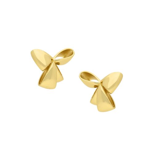 Aretes de chapa dorada Nuvi moño ARE-652 D