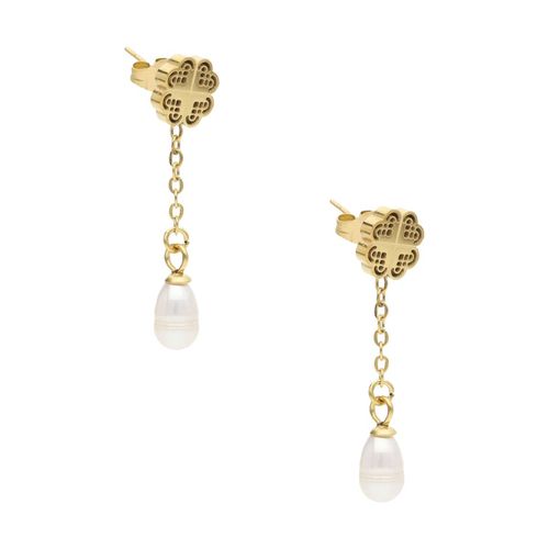 Aretes trébol con cadena Nuvi dorados ARN-222 D