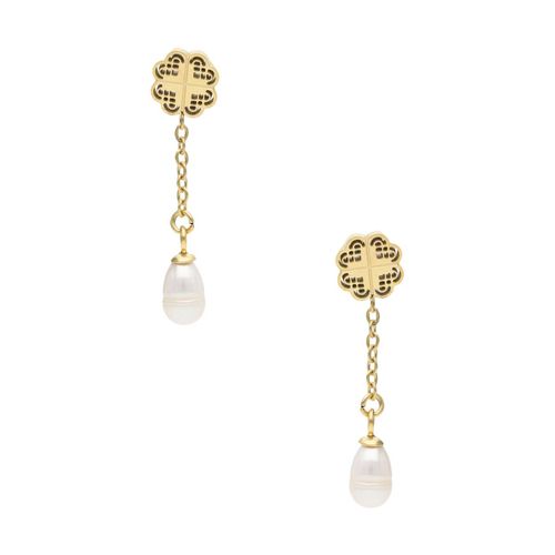 Aretes trébol con cadena Nuvi dorados ARN-222 D